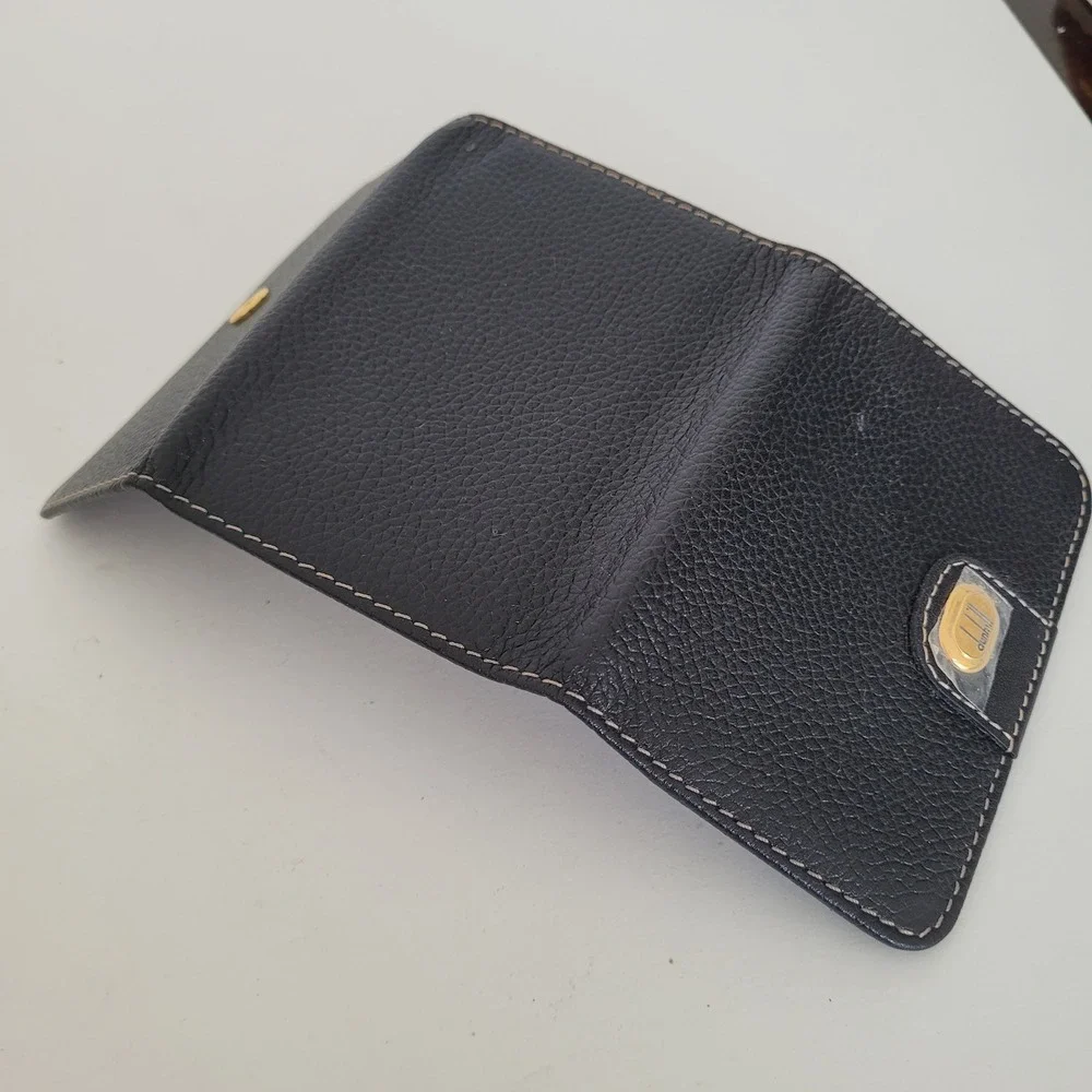 Dunhill Black Pebbled Leather 6 Hook Key Case Gold Tone Hardware Wallet